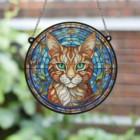 Cat Bengal Stained Glass Effect Suncatcher